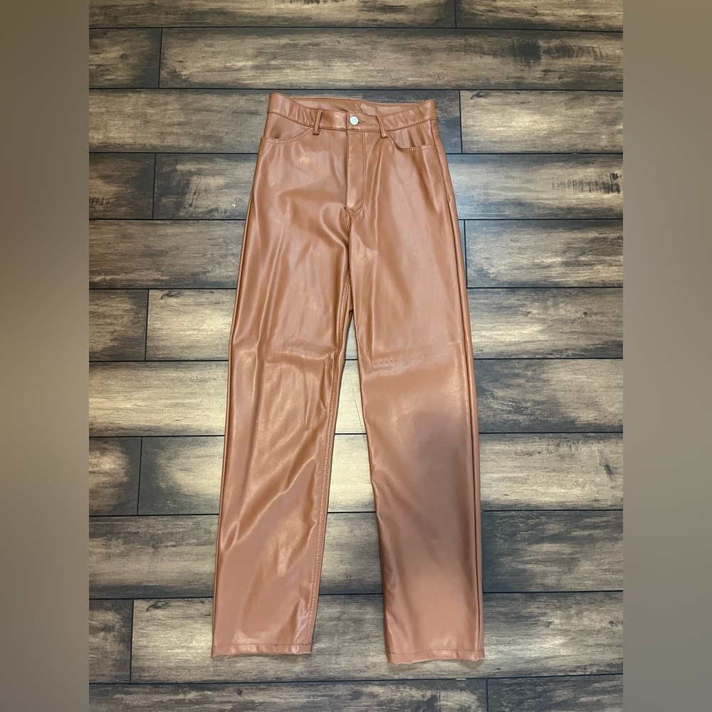 Tan dynamite leather pants